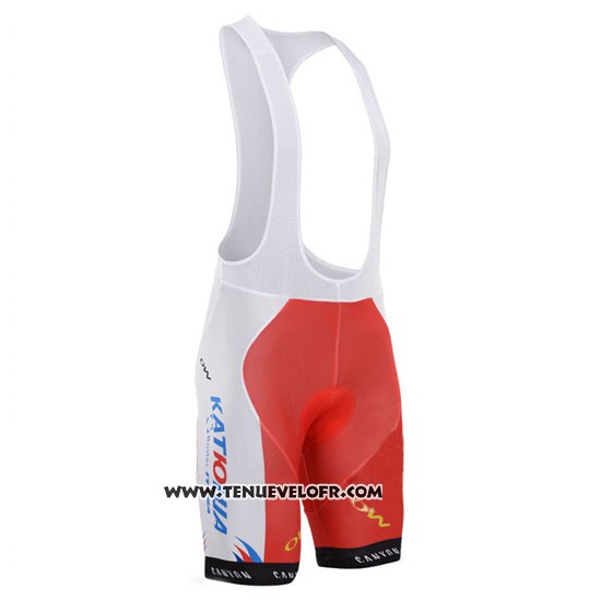 2015 Maillot Ciclismo Katusha Blanc et Rouge Manches Courtes et Cuissard